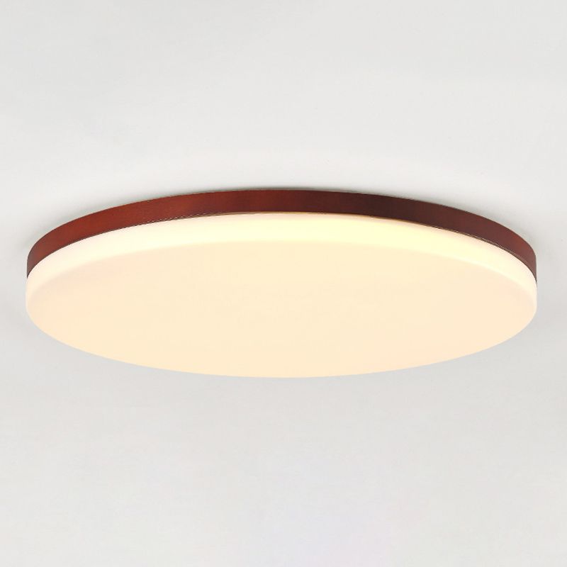 Ultrathin Wooden Ceiling Flush Mount Lighting Simplicity Red Brown Flush Lamp for Dining Room