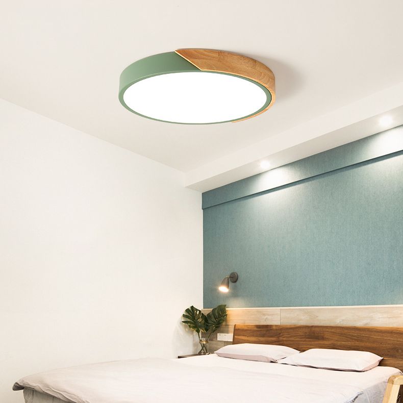 Plafonnier LED rond de style macaron en acrylique, montage encastré à 1 lumière pour chambre à coucher et salon