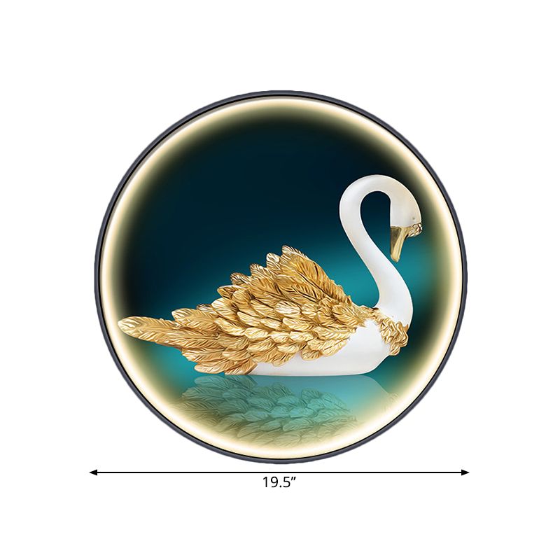Parlour LED Swan Mur moulé clair Asie Green Mur Mural Pince de peinture murale avec une teinte métallique ronde, gauche / droite