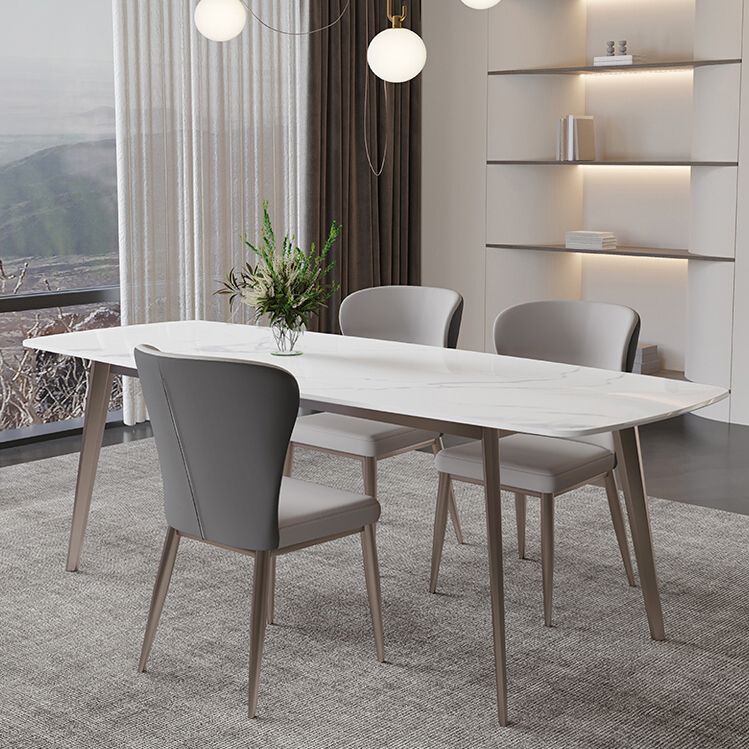 Mesa de comedor moderna resistente a los rasguños Mesa rectangular de piedra sinterizada con 4 patas Base