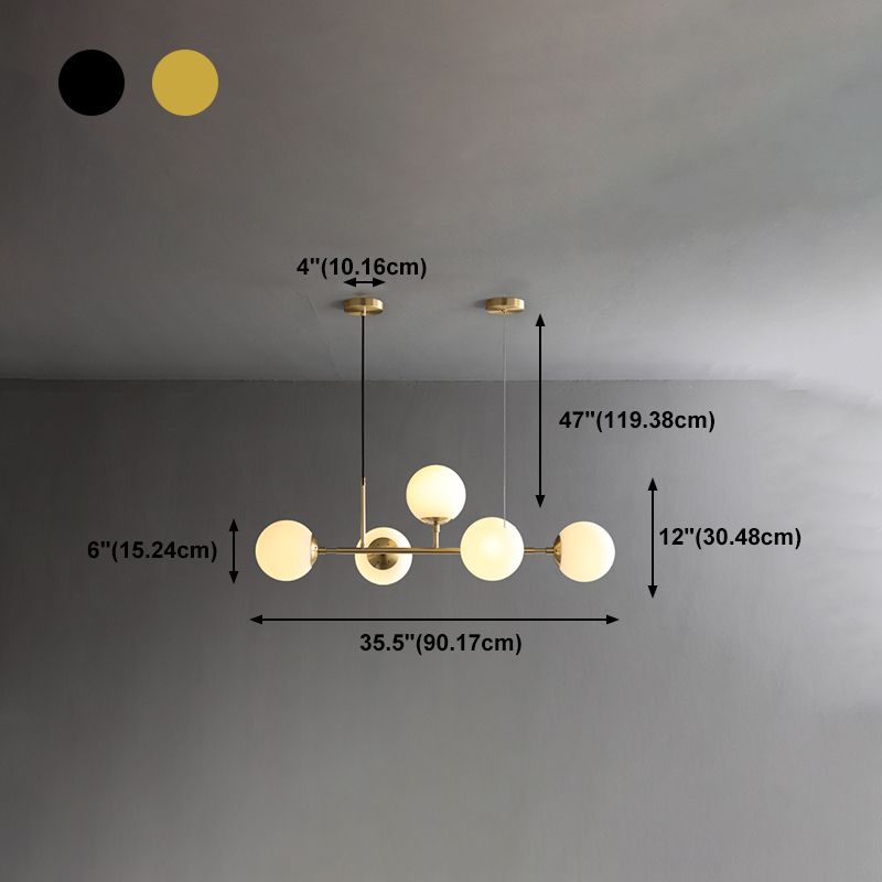 Modern Copper Island Lights Multi-Head Restaurant Hanging Pendant Lamps with Glass Shade