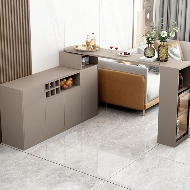 Contemporary Style Bar Table Wood Revolving Bar Wine Table with Storage