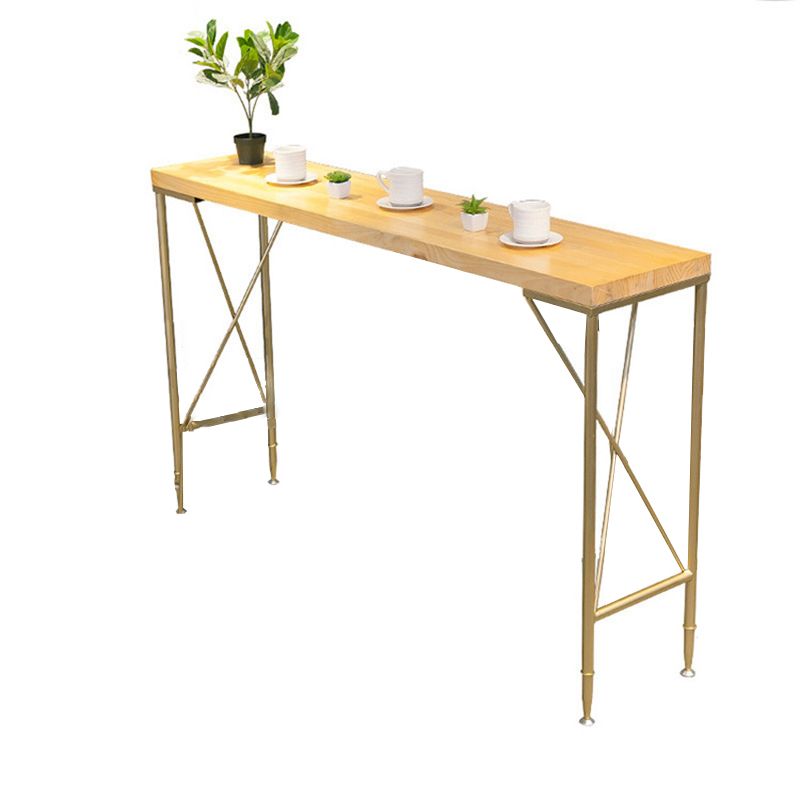 Glam Bar Height Table Solid Wood Top Bistro Bar Table with Metal Base