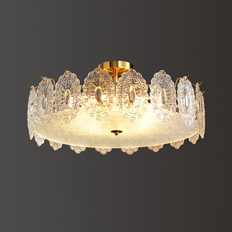 Modern Ceiling Lamp Household Flush Mount Light Fixture with Glass Shade for Bedroom