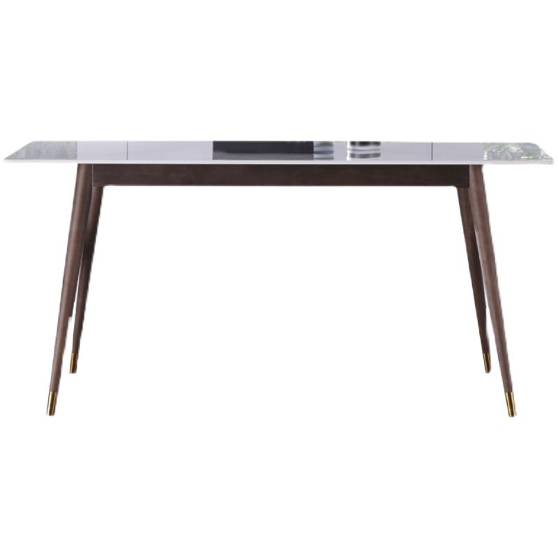 Rectangle Grey Dining Table Rubberwood Solid Wood Legs Dining Table