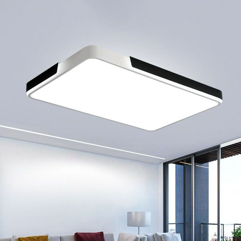 Geometric Living Room Flush Light Metal LED Flush Ceiling Light Fixture in Black and White