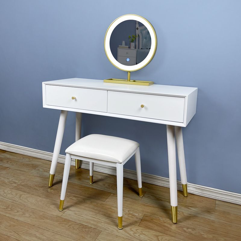 Solid Wood Vanity Desk in White Modern with Drawers Dressing Table