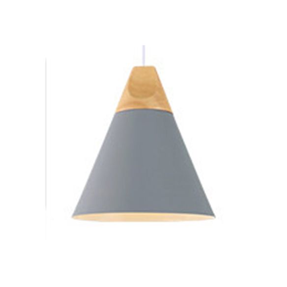 Single Head Coolie Pendant Light Modern Wood & Aluminum Black/Grey/Yellow/White Pendant Lamp for Bedroom