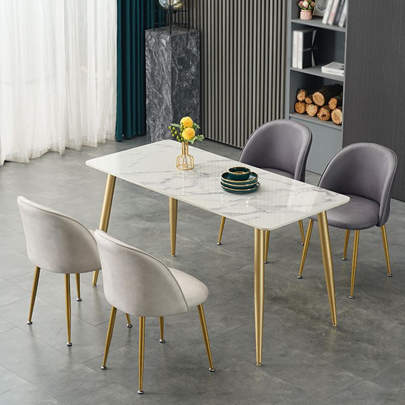 Glam Dining Side Chairs for Home Use Cushioned Armless Chair with Gold Legs