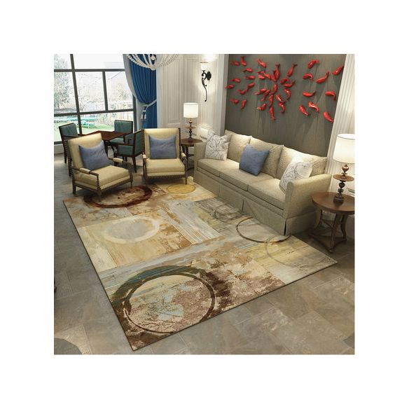 Nordic Geometric Pattern Rug Multi-Color Polypropylene Carpet Anti-Slip Washable Stain Resistant Rug for Great Room