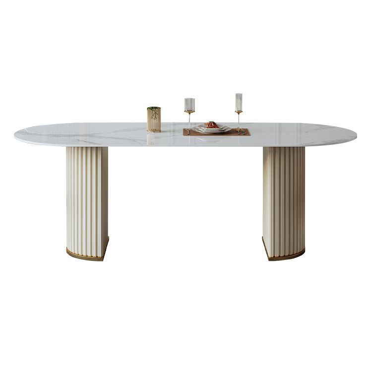 Oval Double Pedestal Dining Table Traditional Luxury Stone Furniture