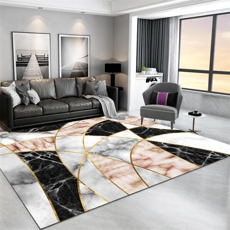 Simple Marble Surface Area Rug Contemporary Stylish Indoor Carpet Polyester Friendly Washable Rug for Home Decor