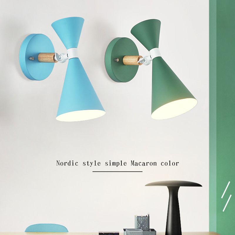 Modern Concise Trumpe Trumpt Wall Lamp Ferro Wall Light Macaron Light for Interior Spaces