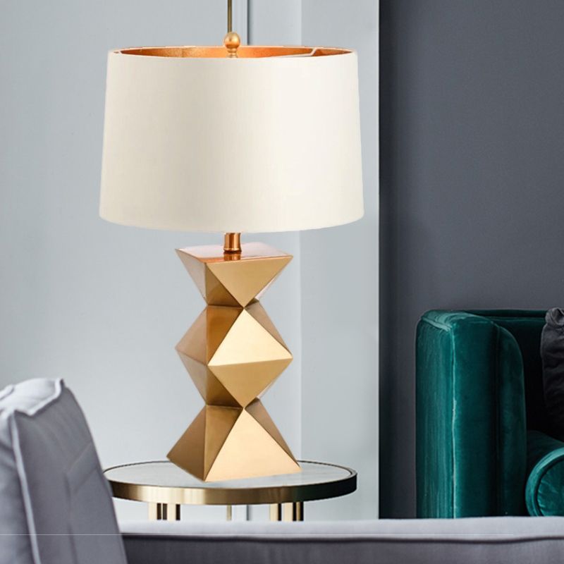 Drum Fabric Tafellamp Eigentijds 1 Kops Wit Leesboeklicht voor Slaapkamer