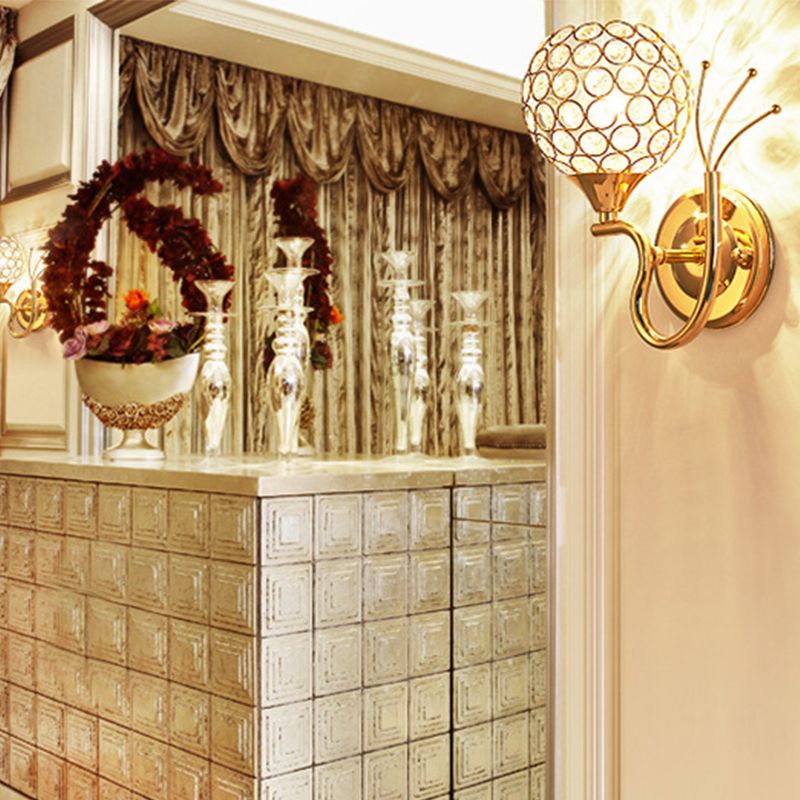 Stile moderno in stile oro sconce in stile nordico cristallo metallo globo luci per letto