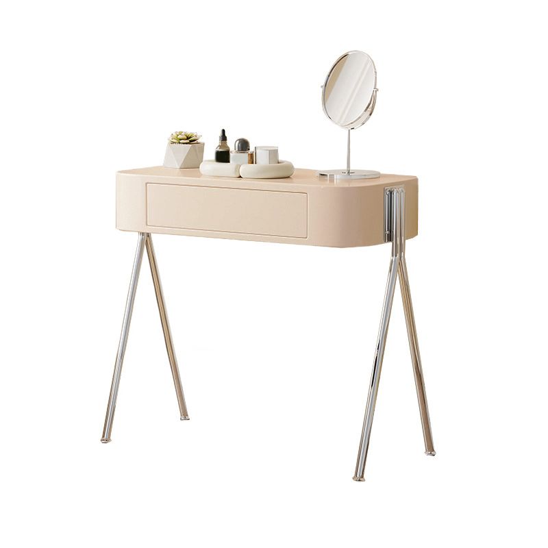 Engineered Wood Vanity and Stool in Black/Beige Dressing Table