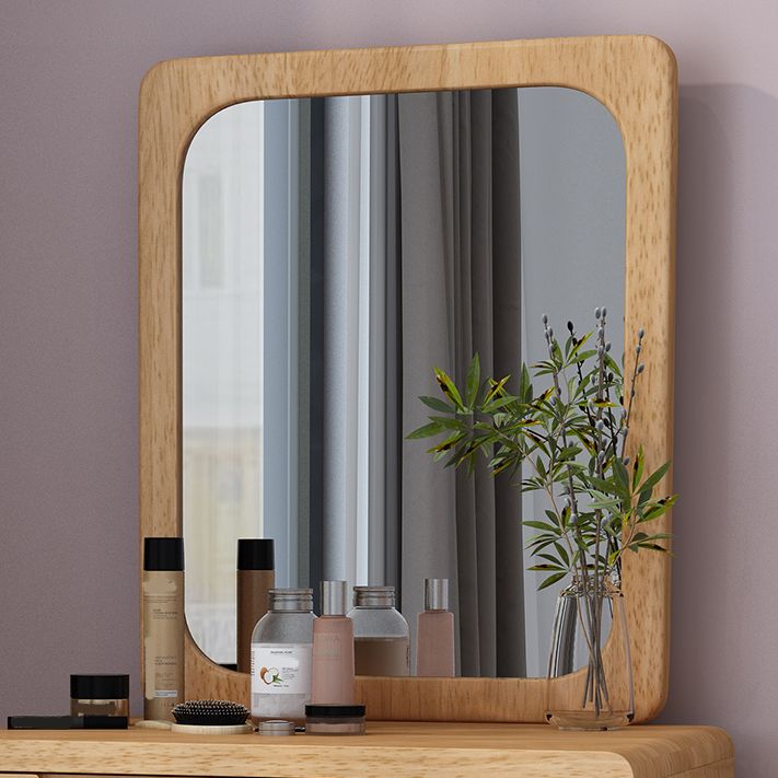 Scandinavian Makeup Vanity Desk Table in White and Brown for Bedroom
