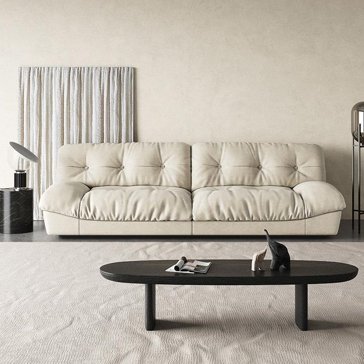 Modern White Tufted Sofa & Chaise 29.92" H Velvet Armless Sofa