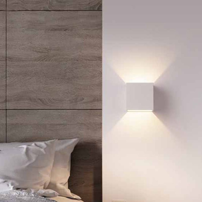 Cubo accesorios de iluminación neutral caliente con sombra de vidrio transparente para dormitorio