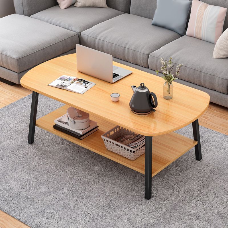 19"H Contemporary Coffee Table Wooden Coffee Cocktail Table with Storage