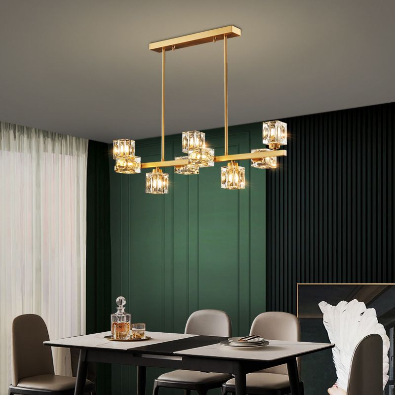Contemporary 7/9/11/13/15-Light Golden Kitchen Island Lighting LED Ceiling Light