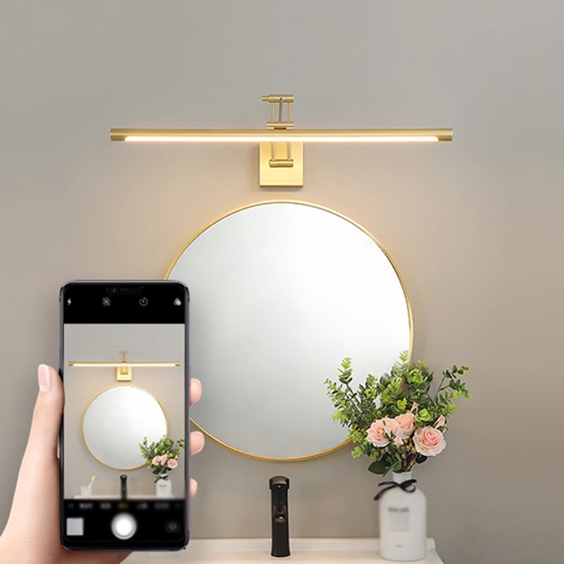 Metal Tube Vanity Wall Sconce Modern Style 1 Light Vanity Lighting Fixtures in Gold