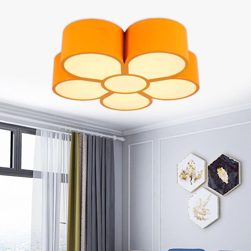 Yellow/Red/Pink Floral Ceiling Lighting Kids Style Acrylic LED Flush Mount Fixture for Living Room
