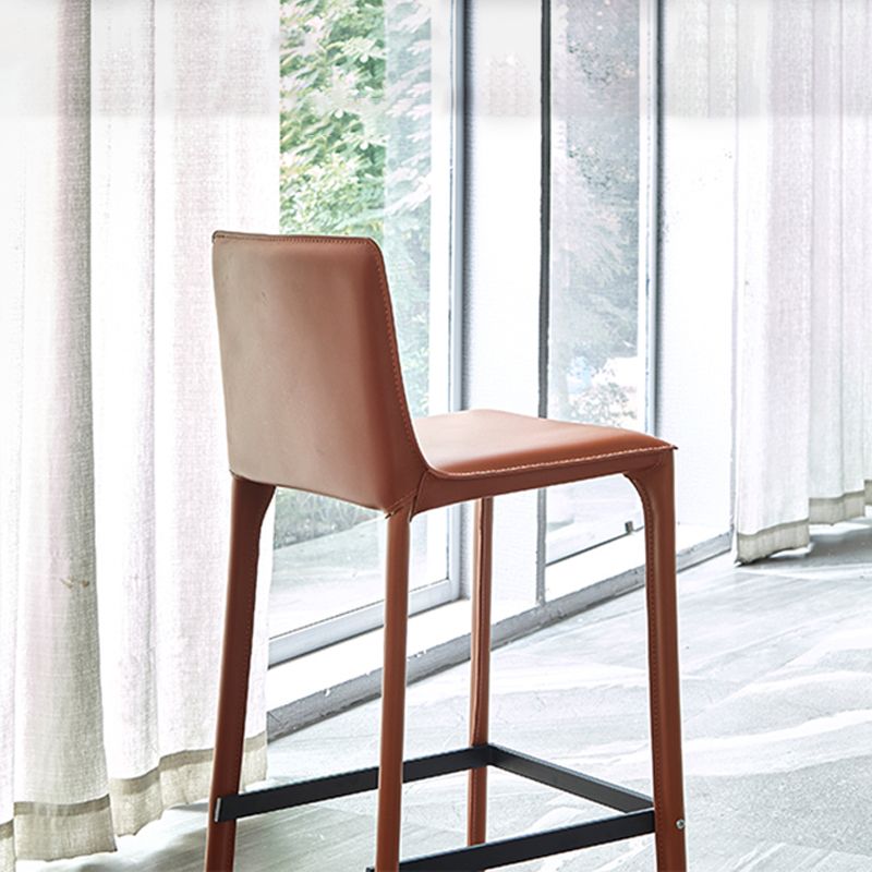 Scandinavian Leather Counter Stools Metal Bar Stool for Home Use