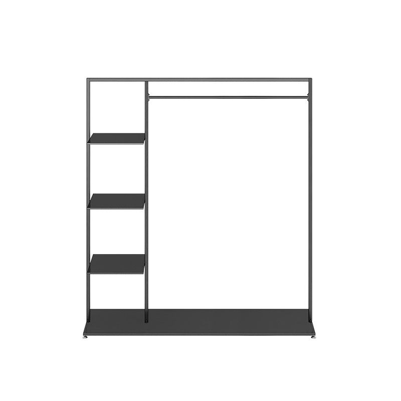 Modern Entryway Kit Hanging Rail and 3 Side Storage Shelves Coat Hanger