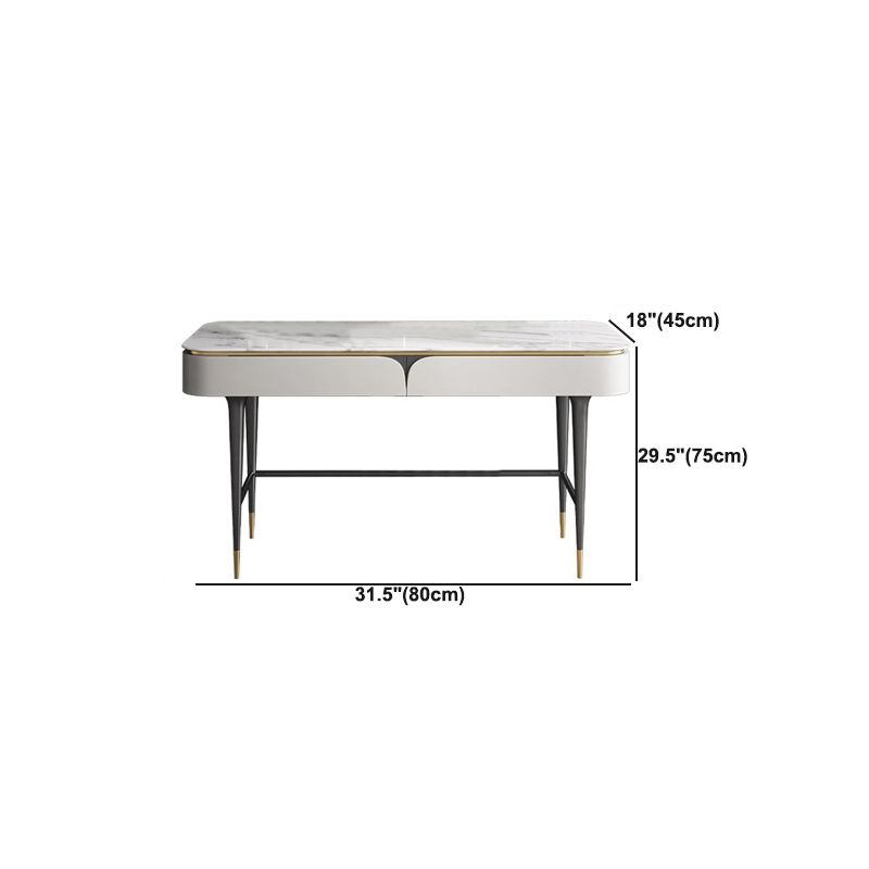 White Vanity Metal Make-up Vanity Stone Top Dressing Table Stool Set