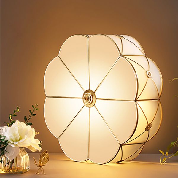 Plafonnier en verre à tambour doré, luminaire de plafond de Style Colonial pour salon