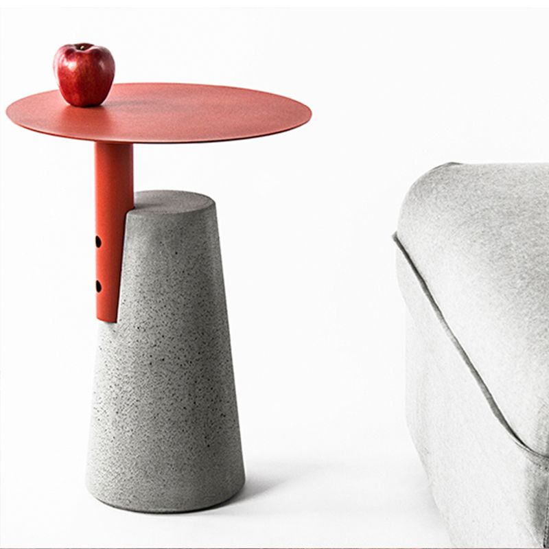 Concrete Side Table Modern Pedestal Round End Table for Living Room