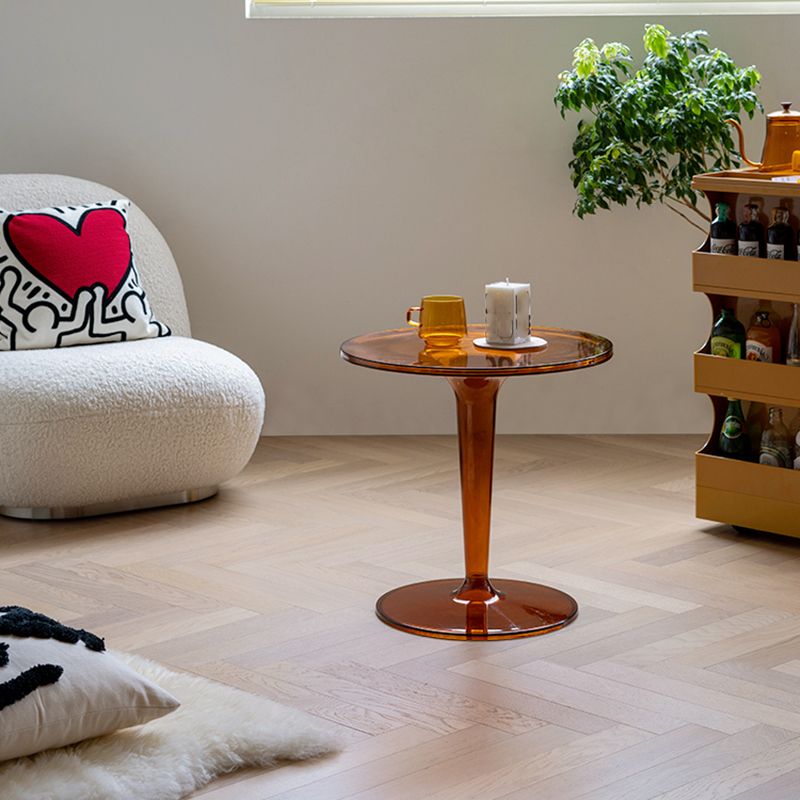 Plastic Round Side End Table 19.09" Wide Pedestal Sofa Side Accent Table