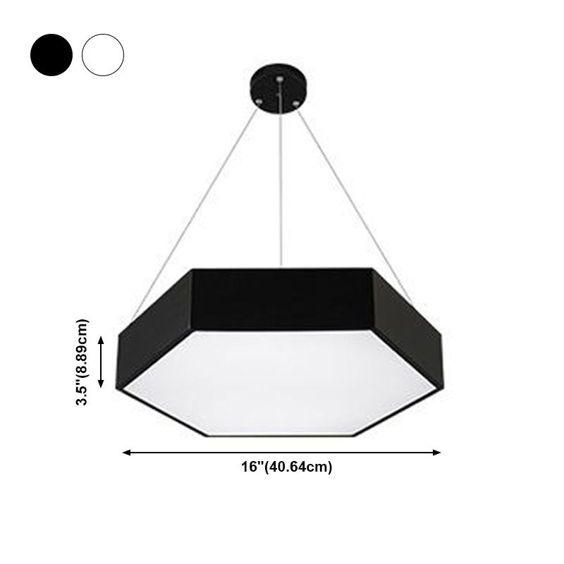 Plafonnier LED de forme hexagonale en fer moderne, 1 lumière, montage encastré pour bureau