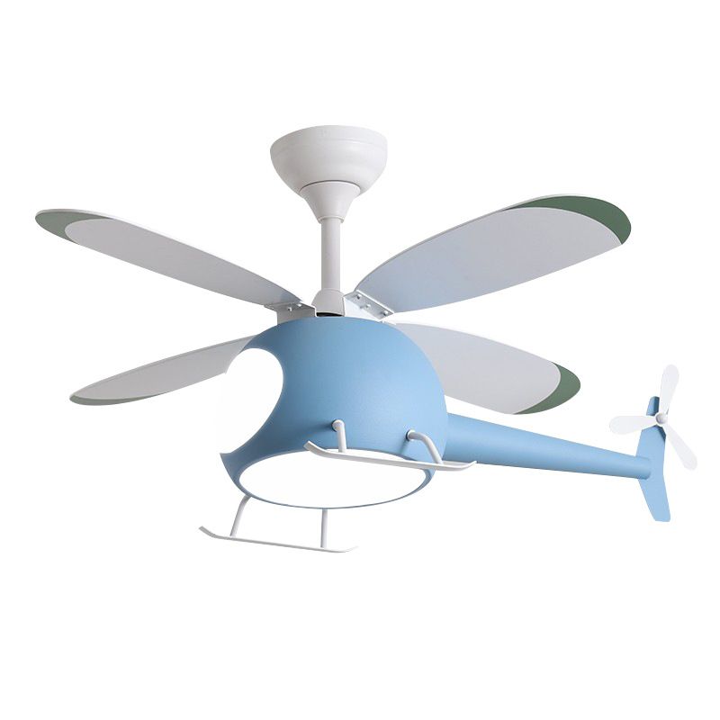 Kids Creative LED Pendant Light Electroplate Iron Macaron Fan Pendant with Acrylic Shade