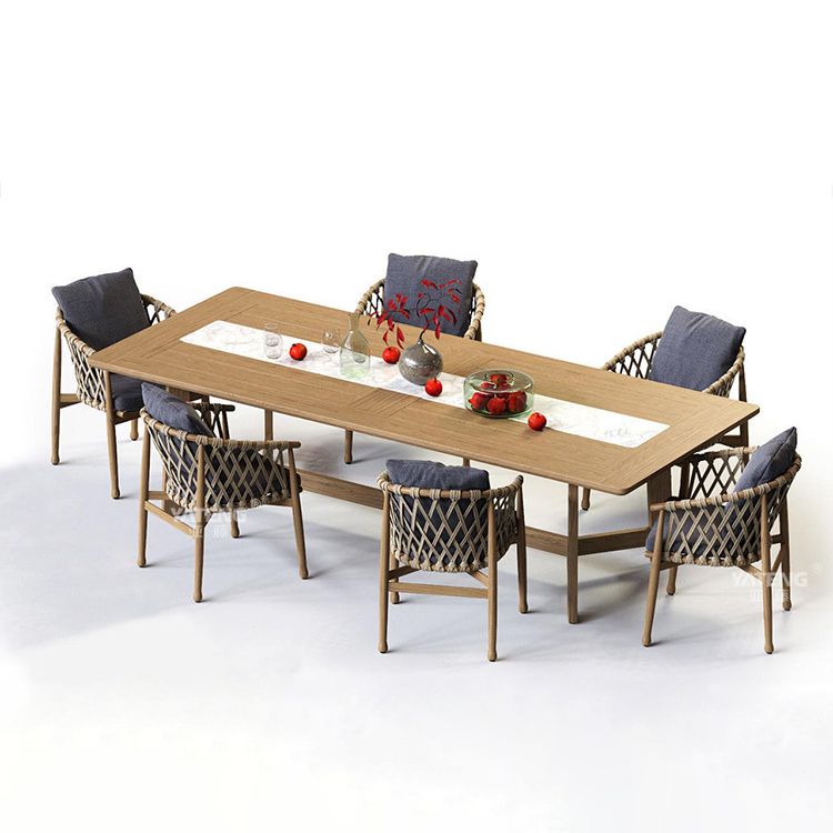 Modern Dining Table Set 1/4/5/7 Piece Teak Dining Set for Garden