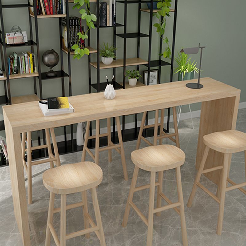 Contemporary Style Solid Wood Bar Stool Table Rectangle Bar Table in Natural
