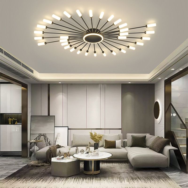 Moderne artistieke LED-plafondarmatuur IJzeren lineaire inbouw met acrylkap