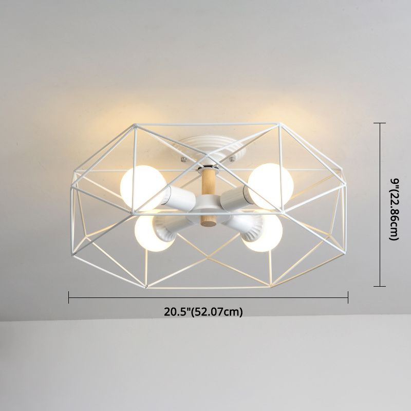 Geometric Flush Mount Ceiling Light Nordic Industrial Style Metal Ceiling Flush Mount for Bedroom