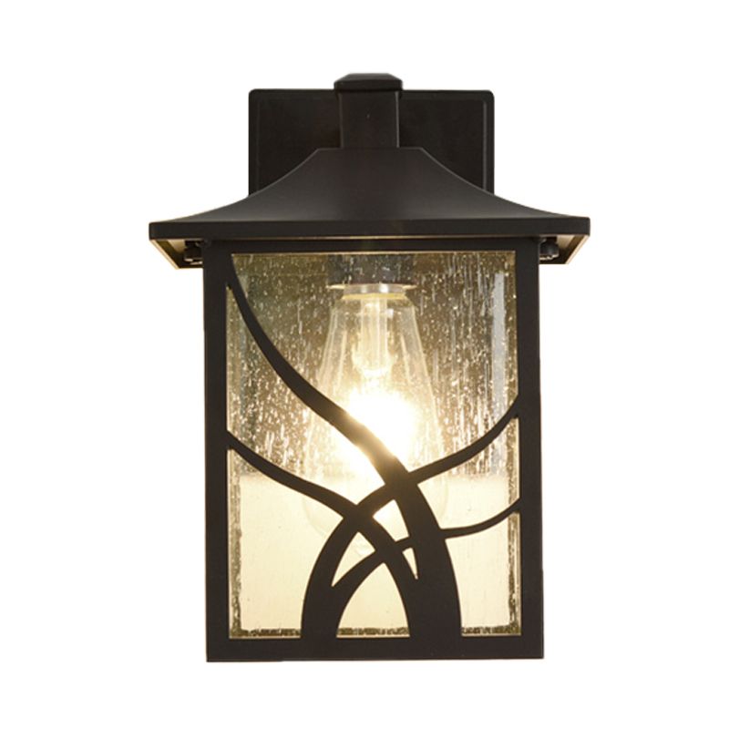 Open Bottom Courtyard Sconce Lodge Clear Glass 1 Light Dark Coffee Wall Light Fixture