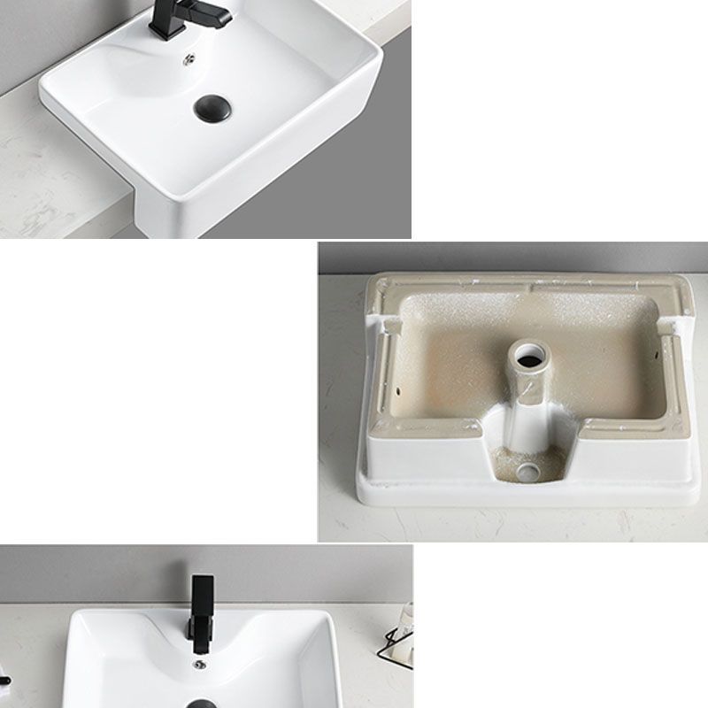 Modern Bathroom Sink Rectangular Vessel Lavatory Sink in White(Not Included Faucet)
