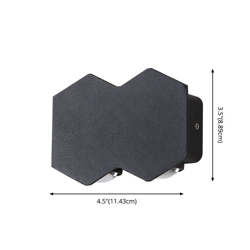 Black Outdoor LED Wall Sconce in Modern Creative Style Aluminium Geometric Waterproof Spotlight