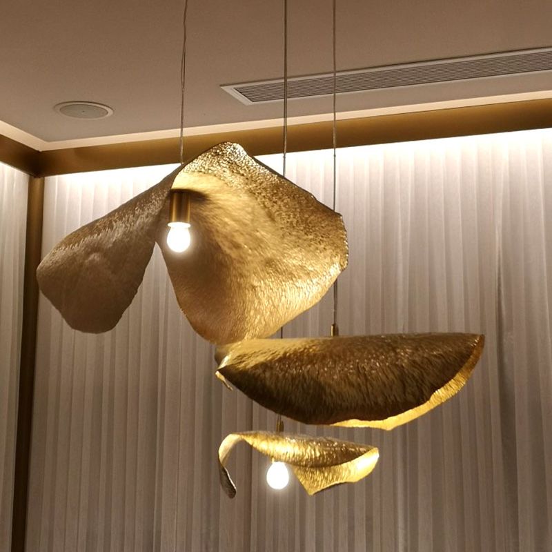Metal Shaded Pendant Light Kit Contemporary Gold Hanging Light Fixture for Restaurant