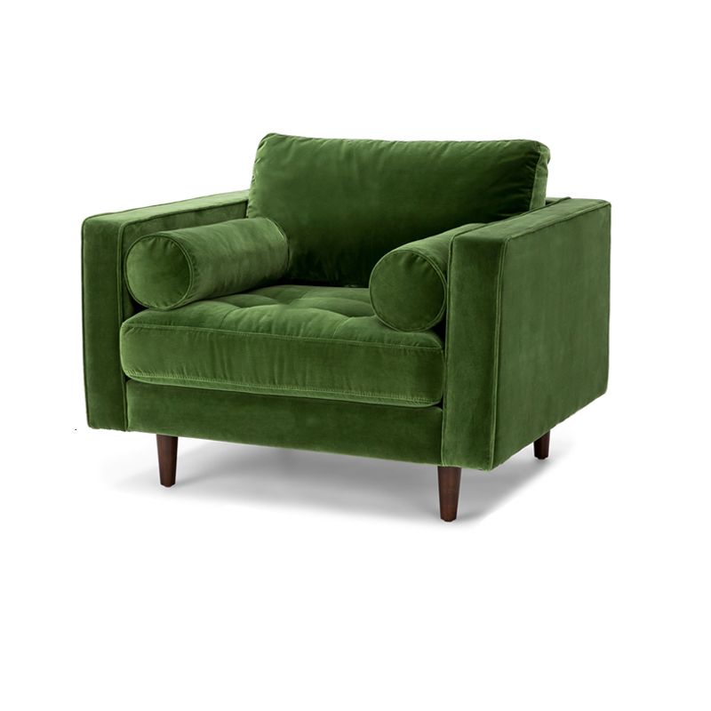 33.85"H Modern Linen/Velvet/Leather Square Arm Sofa with Bolster Pillows