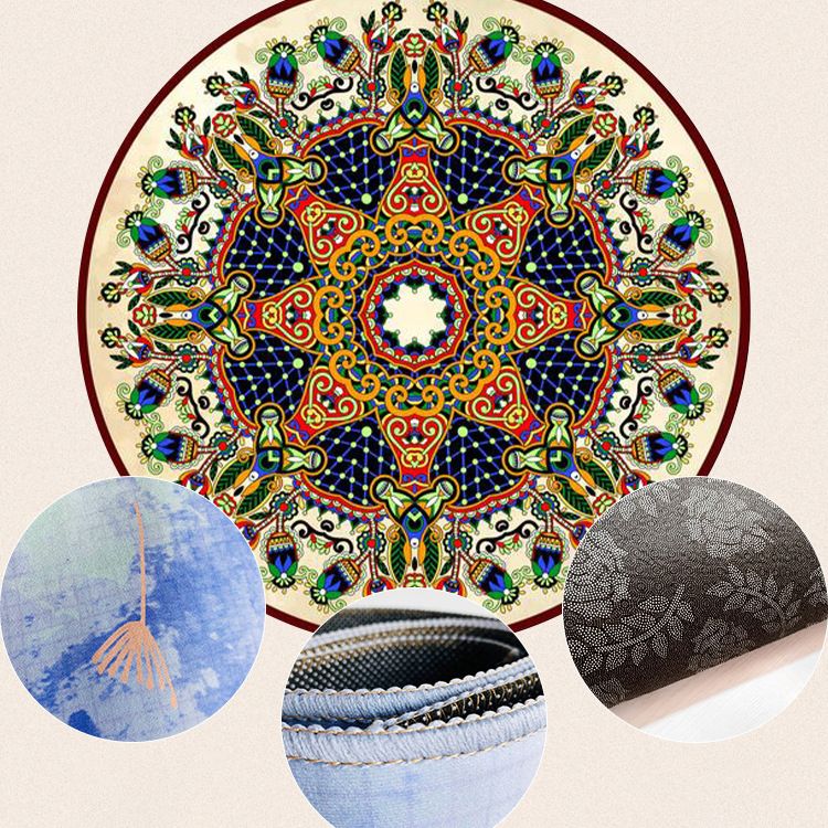 Mehrfarbiger Luxus runder Teppich Persisch traditionelle Blumendruck Teppich polyesterfreundlicher Waschung Teppich für die Heimdekoration