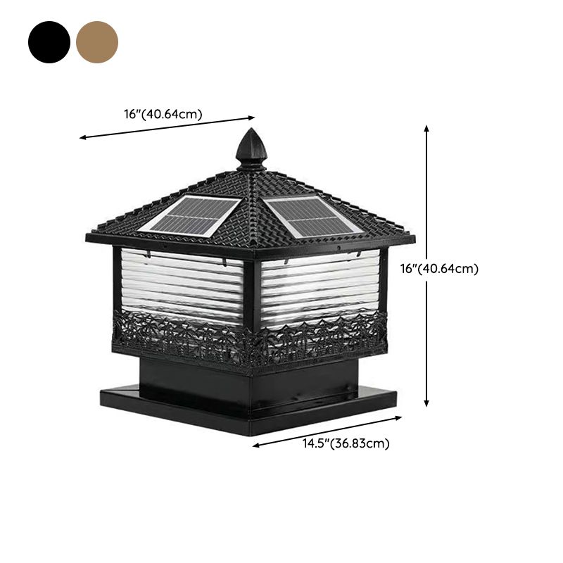 Golden/Black Pillar Lamp Square Waterproof Solar Outdoor Lights for Garden