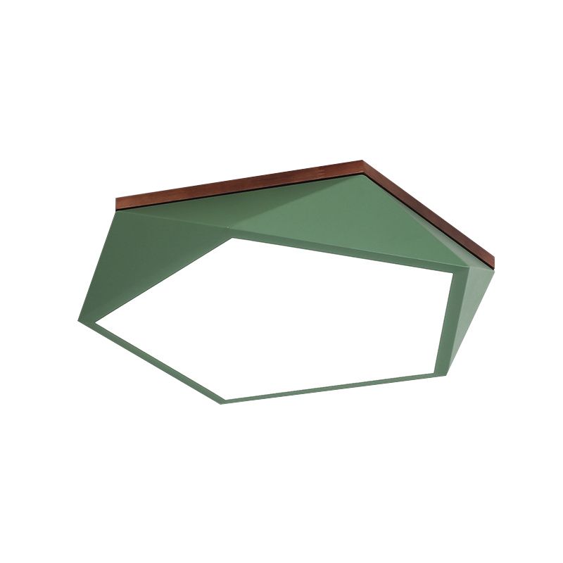 16.5 "/20.5" Breite geometrische Decke Licht minimalistisch Metall Grün LED Unterputz Lampe mit Acryl Diffusor für Wohnzimmer