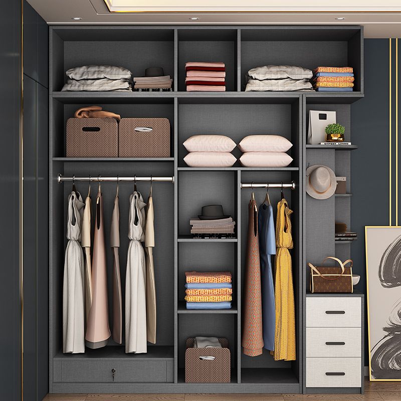 White Colour Wooden Wardrobe Contemporary Style Wardrobe Closet for Home