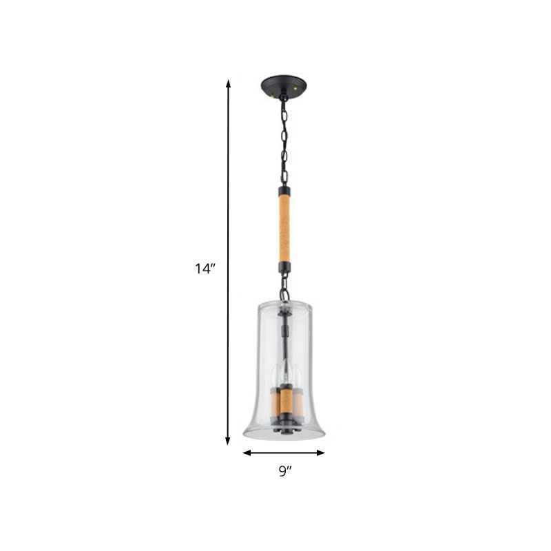 Bell Chandelier Light Traditional Clear Glass 3 Lights Dining Room Hanging Ceiling Light