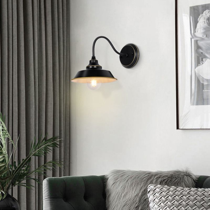 Metal Geometric Shape Wall Light Industrial Style 1 Light Wall Light Sconce in Black